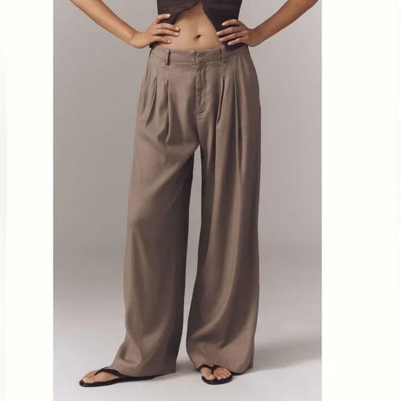 NWT Anthropologie Maeve The Avery Pleated Wide Leg Linen Trousers Pants - Picture 4 of 9
